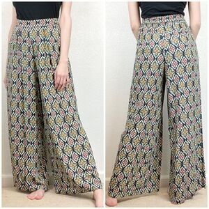 Motivi Navy Geometric Floral Wide Leg Palazzo Pants